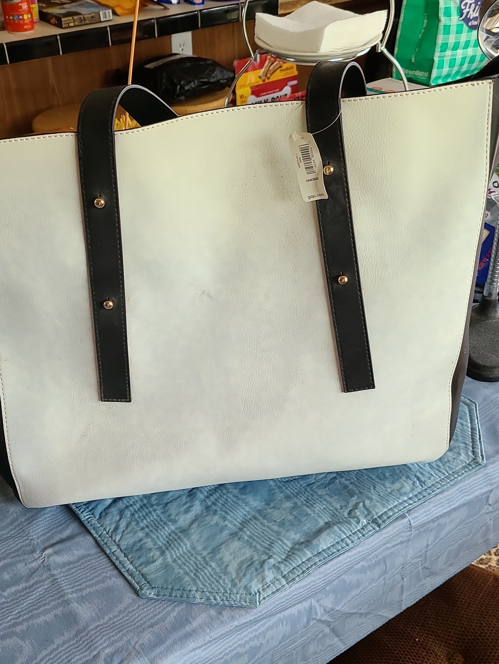 GAP Classic Two-Tone Tote Bag - White and Black